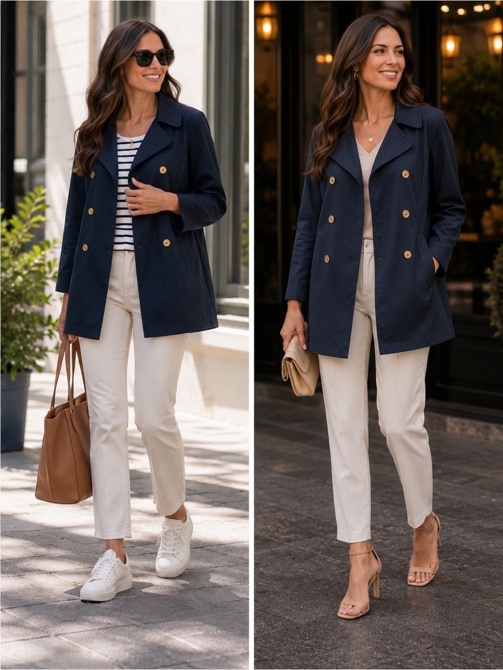 LIZ Claiborne navy blue nautical trenchcoat Sz M